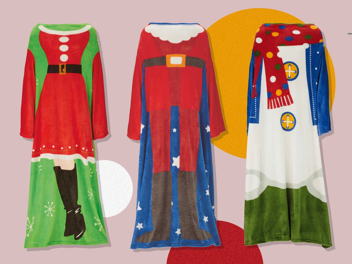 Aldi’s Christmas sleeved blankets Wearable Santa, elf and snowman
